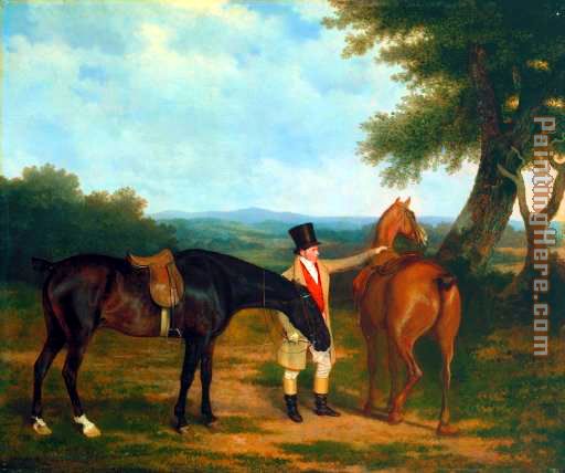Jacques Laurent Agasse Two Hunters with a Groom